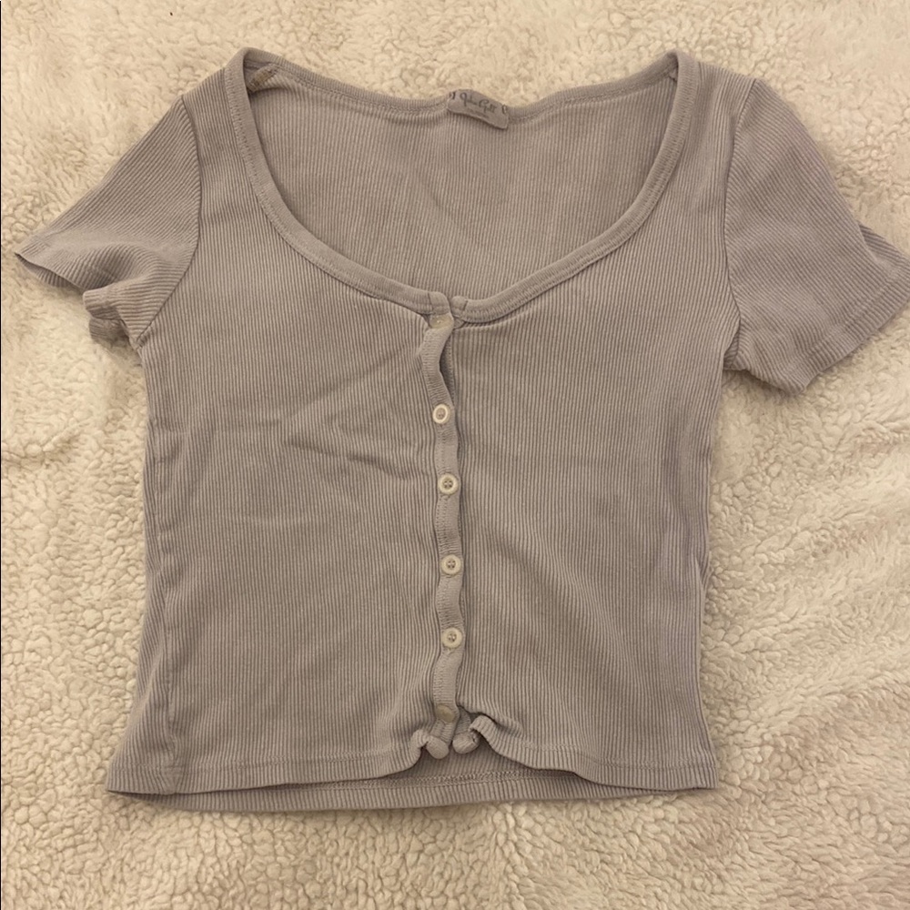 Brandy Melville Ribbed Button-Up Top